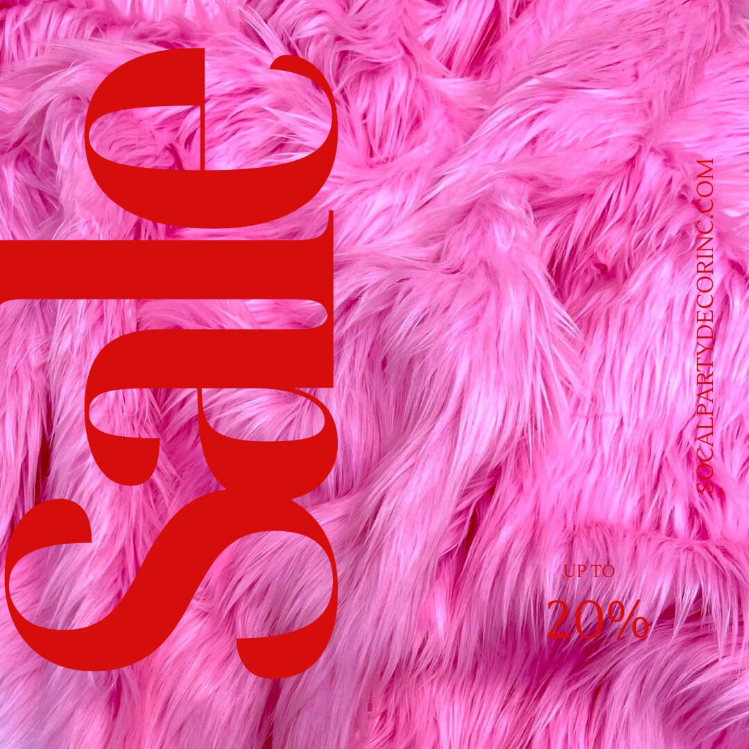 BUBBLE GUM - Shaggy Long Pile Faux Fur Fabric By The Yard | Faux Fur | High Quality Ultra Soft Fur Fabric By Yard.