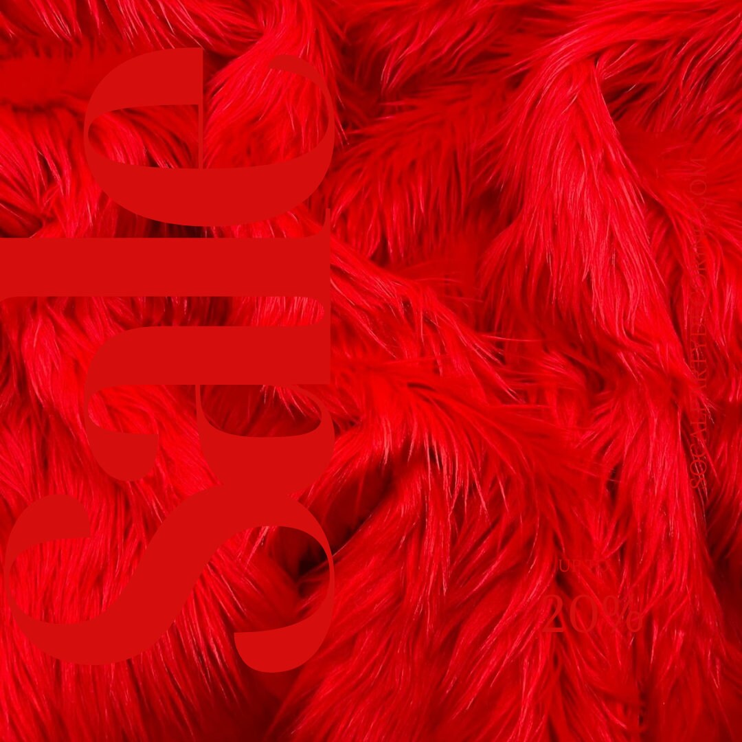 RED - Shaggy Long Pile Faux Fur Fabric By The Yard | Faux Fur | High Quality Ultra Soft Fur Fabric By Yard.