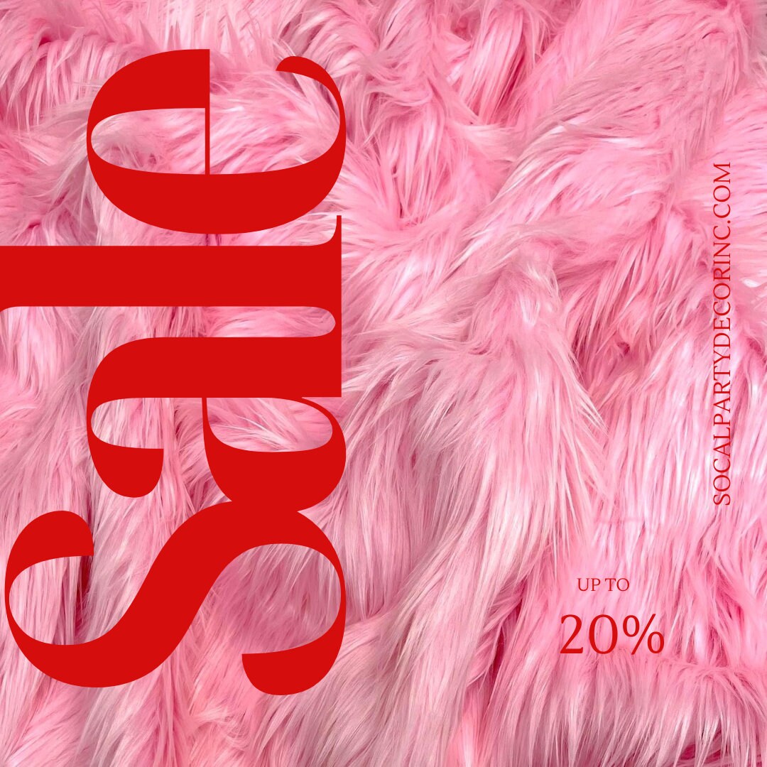 BABY PINK - Shaggy Long Pile Faux Fur Fabric By The Yard | Faux Fur | High Quality Ultra Soft Fur Fabric By Yard.