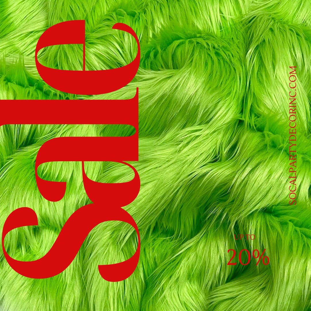LIME - Shaggy Long Pile Faux Fur Fabric By The Yard | Faux Fur | High Quality Ultra Soft Fur Fabric By Yard.