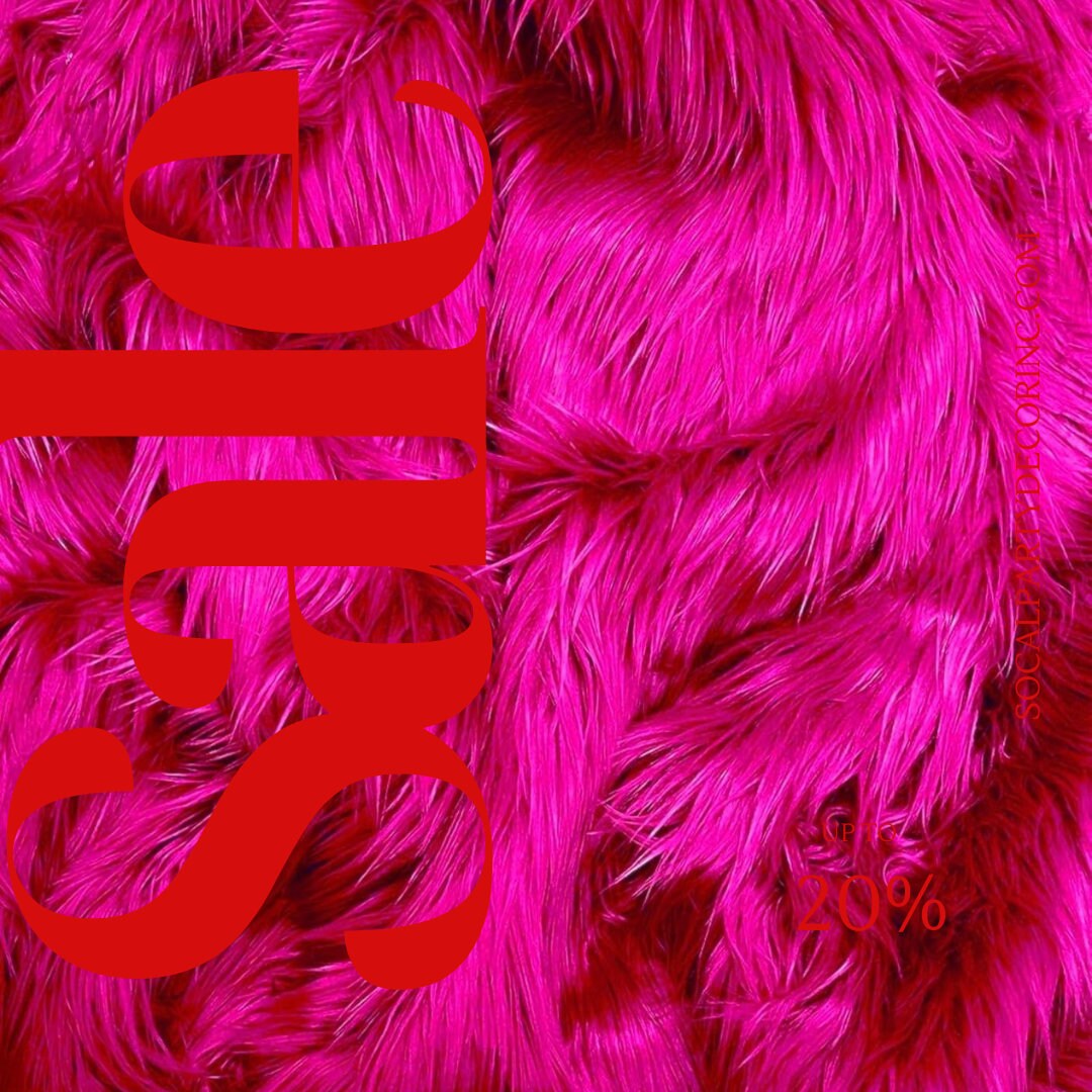 FUCHSIA - Shaggy Long Pile Faux Fur Fabric By The Yard | Faux Fur | High Quality Ultra Soft Fur Fabric By Yard.