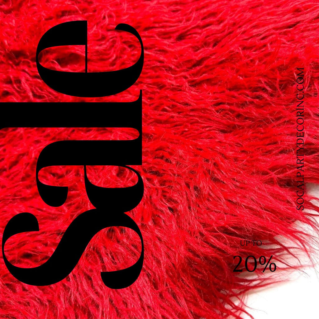 RED - Mongolian Long Pile Faux Fur Fabric By The Yard | Faux Fur | High Quality Fur Fabric By Yard.