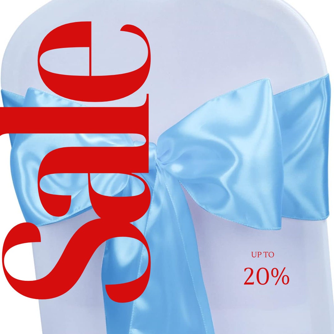LT BLUE - SATIN Chair Sashes Bows for Wedding Reception Event Banquets Chair Decoration, Dinning Chair Cover Sash Ribbon Tie Back Supplies