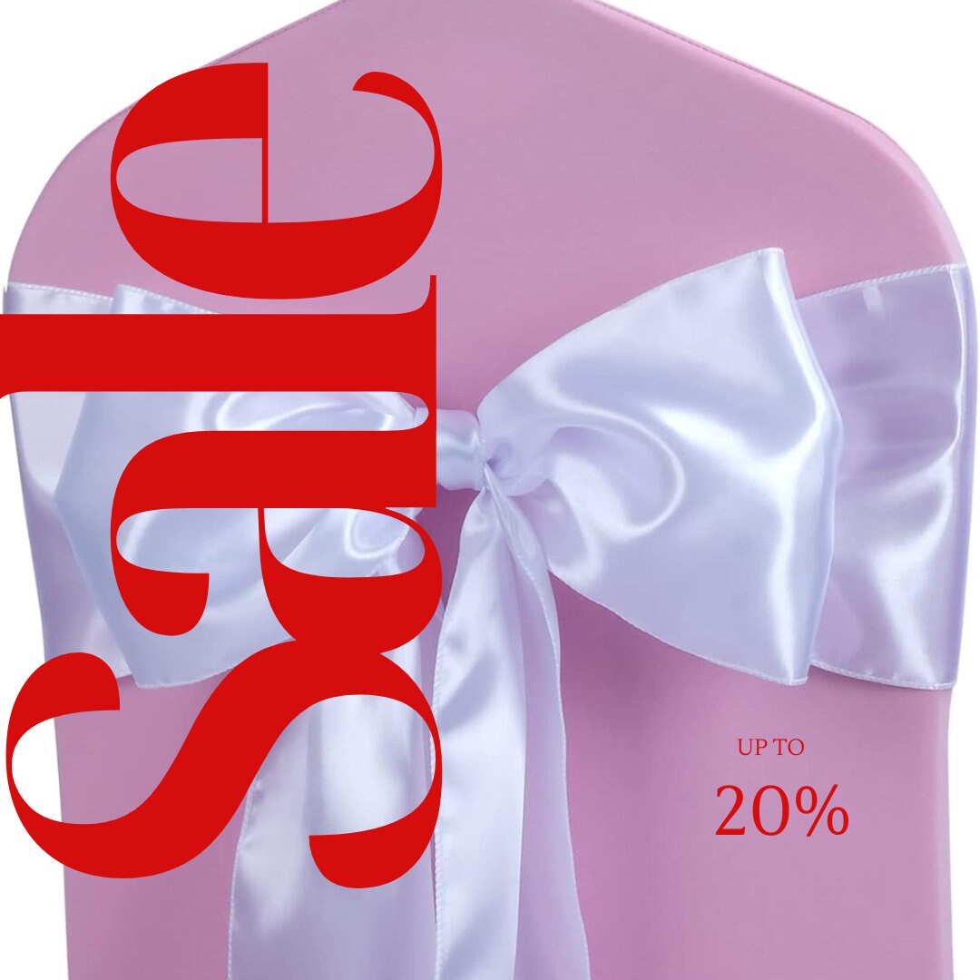 WHITE - SATIN Chair Sashes Bows for Wedding Reception Event Banquets Chair Decoration, Dinning Chair Cover Sash Ribbon Tie Back Supplies