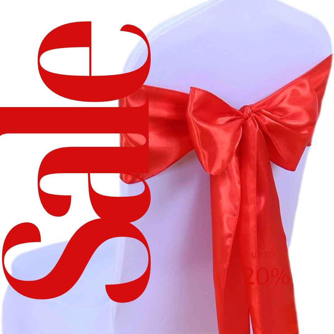 RED - SATIN Chair Sashes Bows for Wedding Reception Event Banquets Chair Decoration, Dinning Chair Cover Sash Ribbon Tie Back Party Supplies