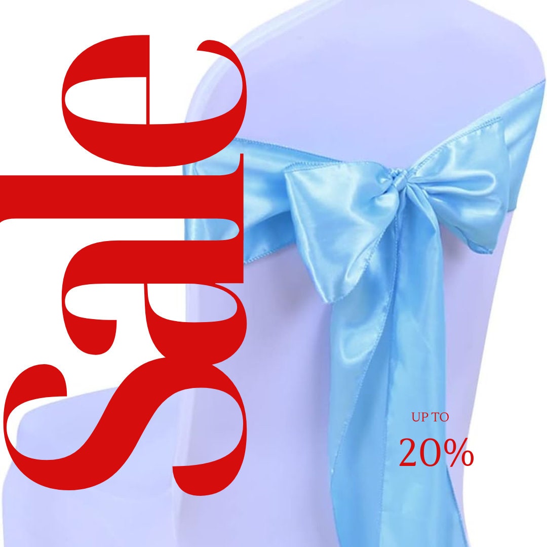 LT BLUE - SATIN Chair Sashes Bows for Wedding Reception Event Banquets Chair Decoration, Dinning Chair Cover Sash Ribbon Tie Back Supplies