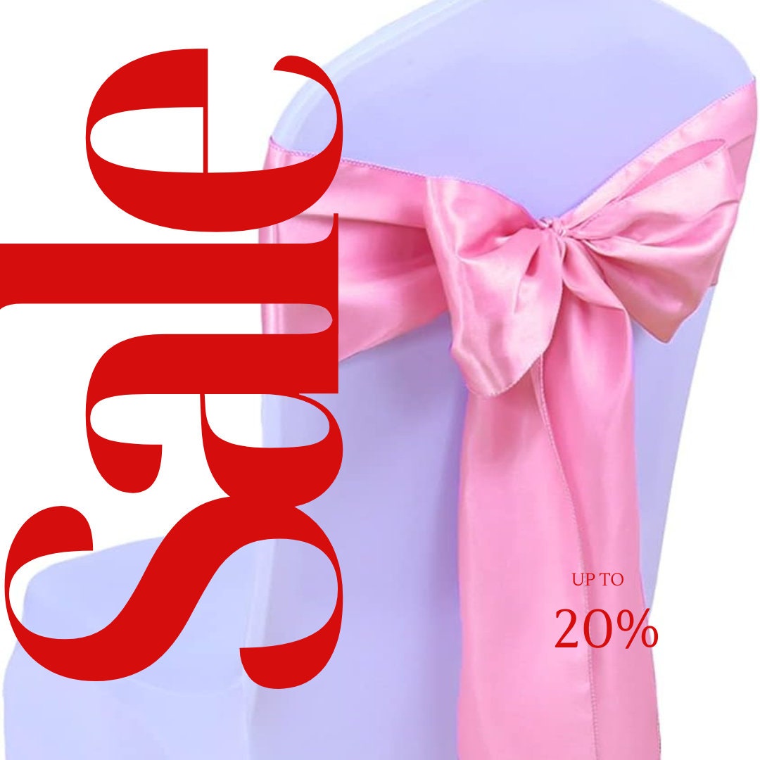 PINK - SATIN Chair Sashes Bows for Wedding Reception Event Banquets Chair Decoration, Dinning Chair Cover Sash Ribbon Tie Back Supplies