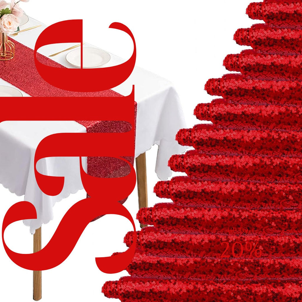 SEQUIN - RED - 12" Wide Wedding & Party Decoration Table Runner ( 12" Wide x 90" Long) 1 PC. Sequin Table Runner Glitter Dining Table
