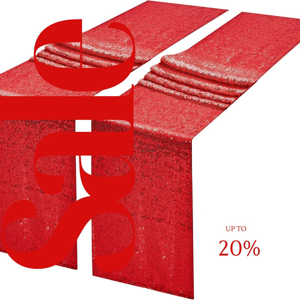 SEQUIN - RED - 12" Wide Wedding & Party Decoration Table Runner ( 12" Wide x 90" Long) 1 PC. Sequin Table Runner Glitter Dining Table