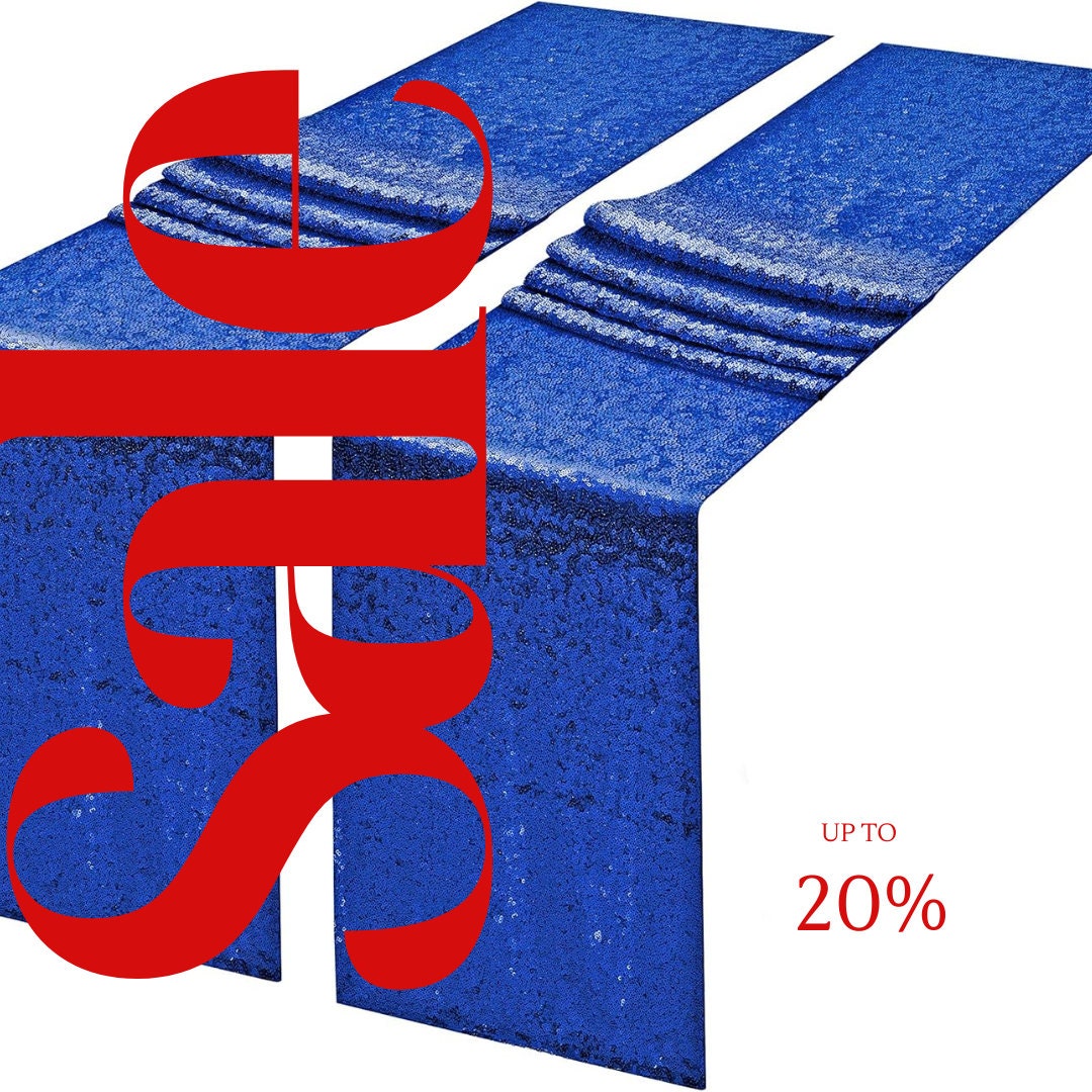 SEQUIN - ROYAL - 12" Wide Wedding & Party Decoration Table Runner ( 12" Wide x 90" Long) 1 PC. Sequin Table Runner Glitter Dining Table