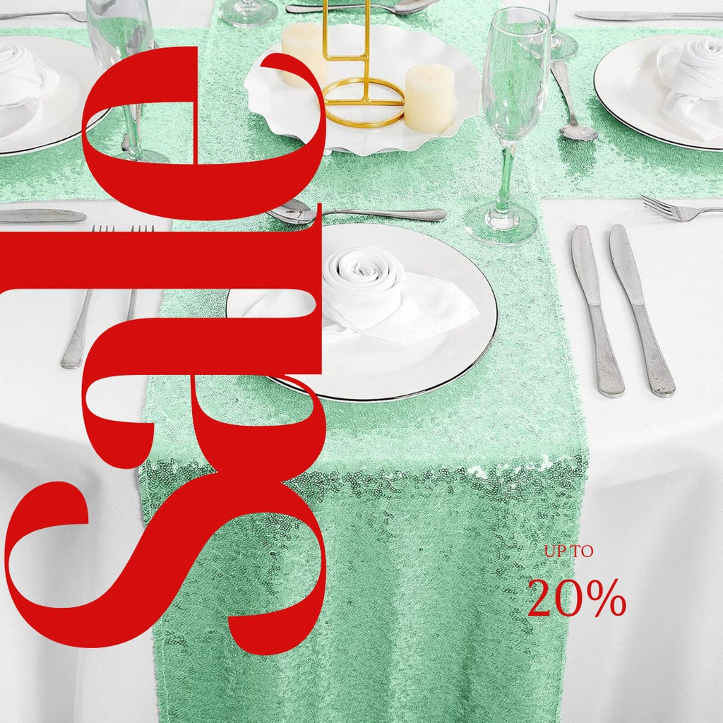 SEQUIN - MINT - 12" Wide Wedding & Party Decoration Table Runner ( 12" Wide x 90" Long) 1 PC. Sequin Table Runner Glitter Dining Table