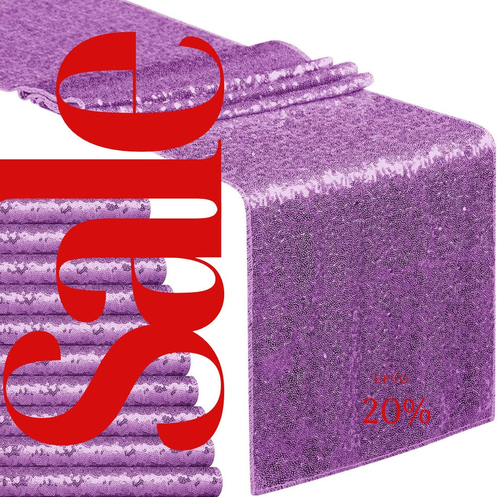 SEQUIN - LAVENDER - 12" Wide Wedding & Party Decoration Table Runner ( 12" Wide x 90" Long) 1 PC. Sequin Table Runner Glitter Dining Table