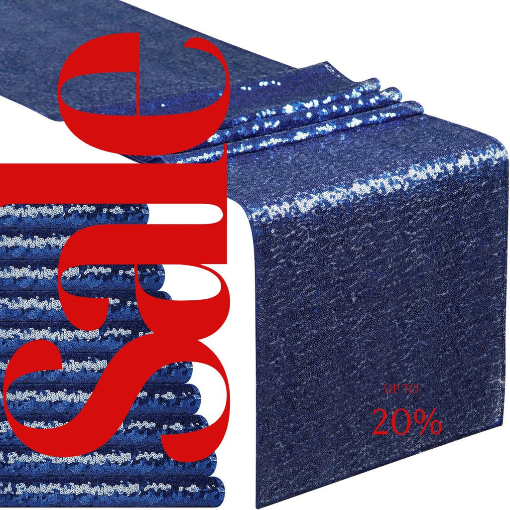 SEQUIN - NAVY - 12" Wide Wedding & Party Decoration Table Runner ( 12" Wide x 90" Long) 1 PC. Sequin Table Runner Glitter Dining Table