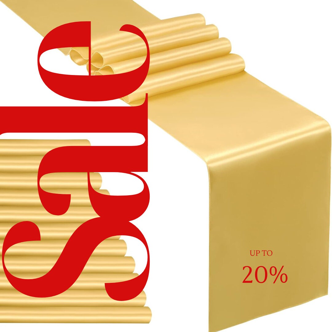 SATIN - GOLD - 14" Wide Wedding & Party Decoration Solid Satin Table Runner ( 14" Wide x 90" Long)  1 PC