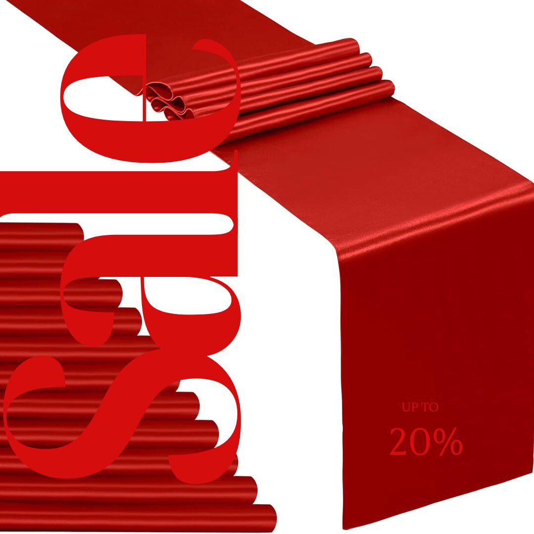 SATIN - RED - 14" Wide Wedding & Party Decoration Solid Satin Table Runner ( 14" Wide x 90" Long)  1 PC