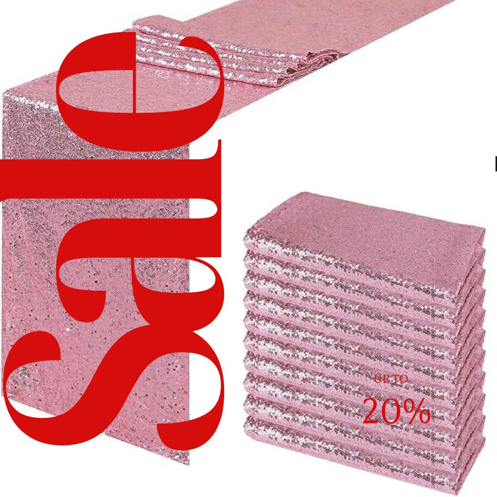 SEQUIN - PINK - 12" Wide Wedding & Party Decoration Table Runner ( 12" Wide x 90" Long) 1 PC. Sequin Table Runner Glitter Dining Table