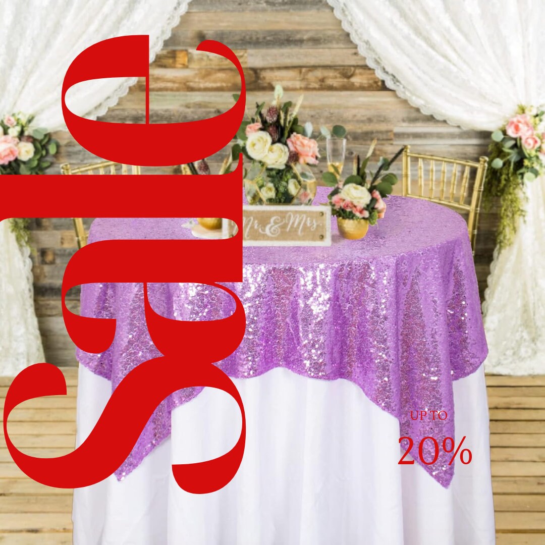 SEQUIN - Sequin Tablecloth - LILAC - Sequin Overlay Glitter Table Cover Dinning Table Linen for Party Event Decoration Birthday.