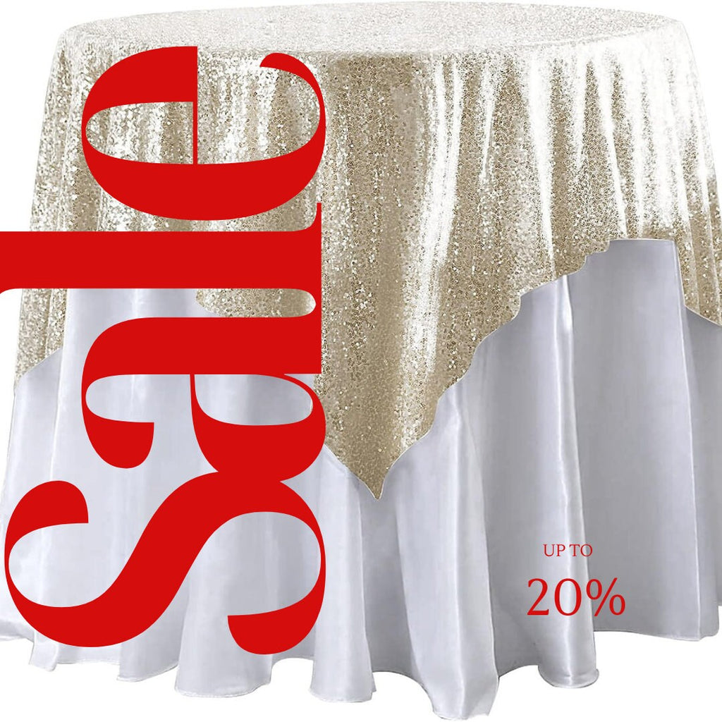 SEQUIN - Sequin Tablecloth - CHAMPAGNE - Sequin Overlay Glitter Table Cover Dinning Table Linen for Party Event Decoration Birthday.