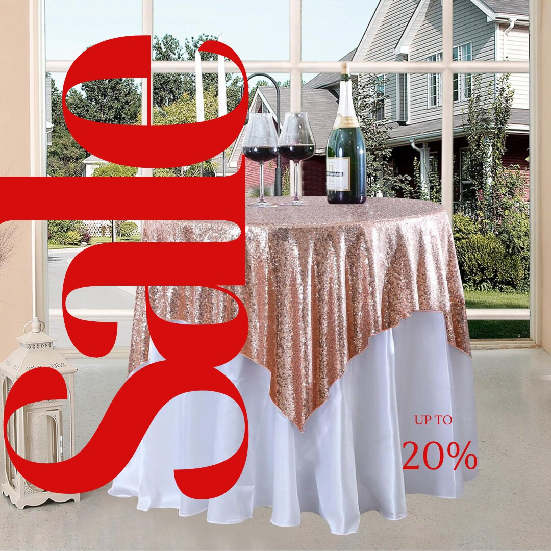 SEQUIN - Sequin Tablecloth - BLUSH - Sequin Overlay Glitter Table Cover Dinning Table Linen for Party Event Decoration Birthday.