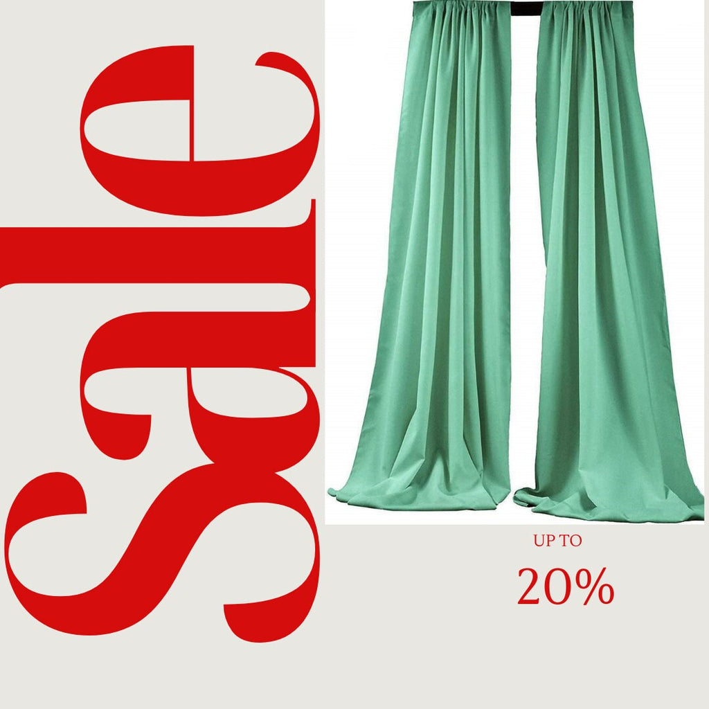 BACKDROPS -  MINT - Polyester Poplin Backdrop Drape Curtain Panel with 4" Rod Pocket ( , 5 Feet Wide x 9 Feet High (2 Panels)