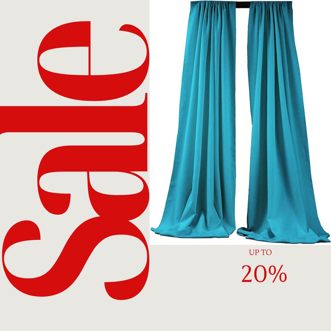 BACKDROPS - TURQUOISE -  Polyester Poplin Backdrop Drape Curtain Panel with 4" Rod Pocket ( , 5 Feet Wide x 9 Feet High (2 Panels)