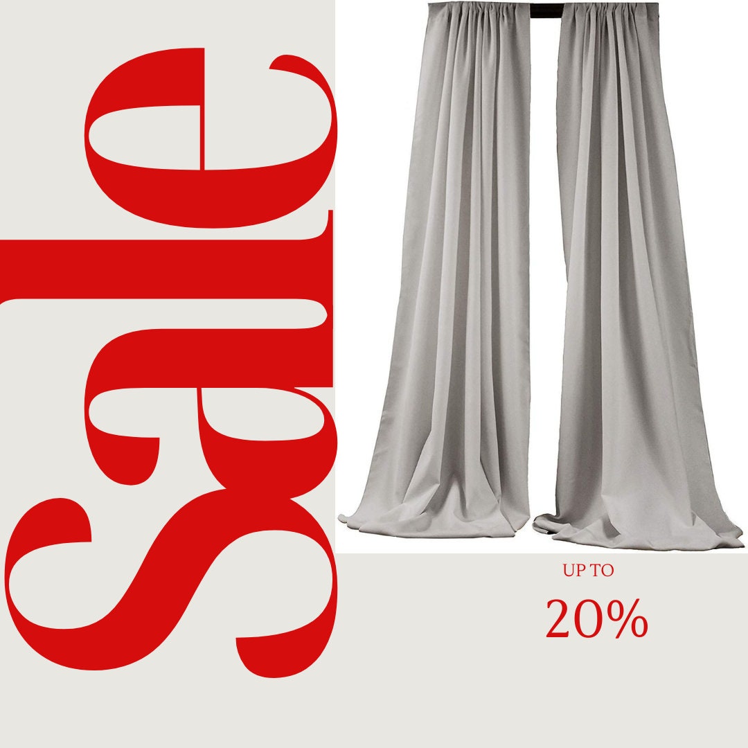 BACKDROPS - SILVER -  Polyester Poplin Backdrop Drape Curtain Panel with 4" Rod Pocket ( , 5 Feet Wide x 9 Feet High (2 Panels)