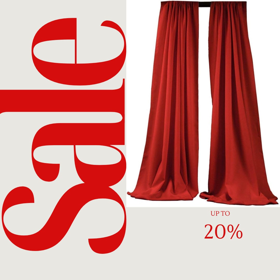 BACKDROPS - RED -  Polyester Poplin Backdrop Drape Curtain Panel with 4" Rod Pocket ( , 5 Feet Wide x 9 Feet High (2 Panels)