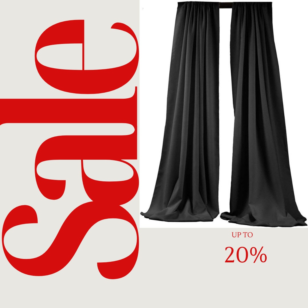 BACKDROPS - BLACK -  Polyester Poplin Backdrop Drape Curtain Panel with 4" Rod Pocket ( , 5 Feet Wide x 9 Feet High (2 Panels)