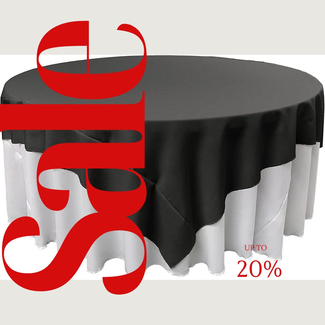 BLACK - Polyester Poplin Washable Square Tablecloth, Square Table Cover Fabric Table Cloth Square for Dining, Kitchen, Party.