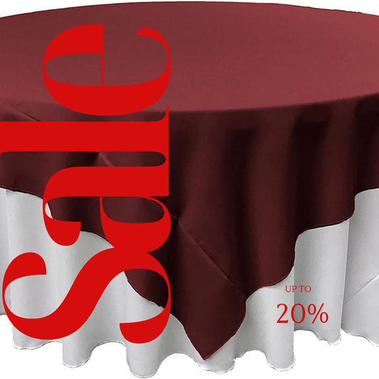 BURGUNDY - Polyester Poplin Washable Square Tablecloth, Square Table Cover Fabric Table Cloth Square for Dining, Kitchen, Party.