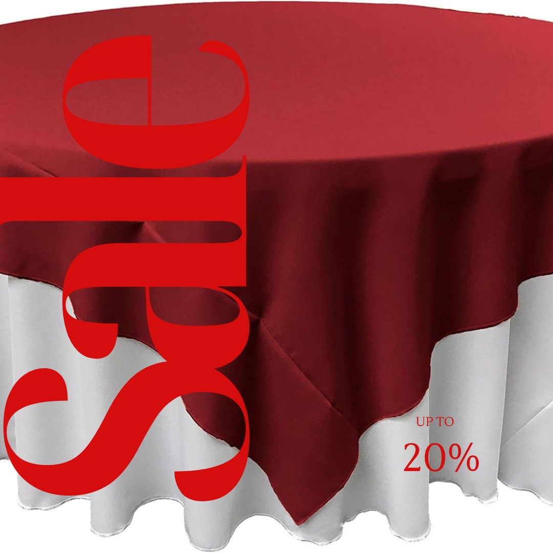 CRANBERRY - Polyester Poplin Washable Square Tablecloth, Square Table Cover Fabric Table Cloth Square for Dining, Kitchen, Party.