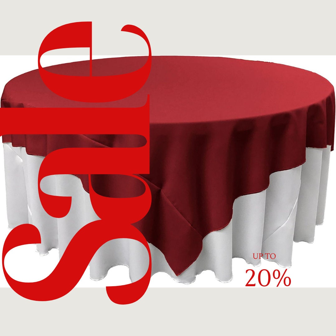 CRANBERRY - Polyester Poplin Washable Square Tablecloth, Square Table Cover Fabric Table Cloth Square for Dining, Kitchen, Party.