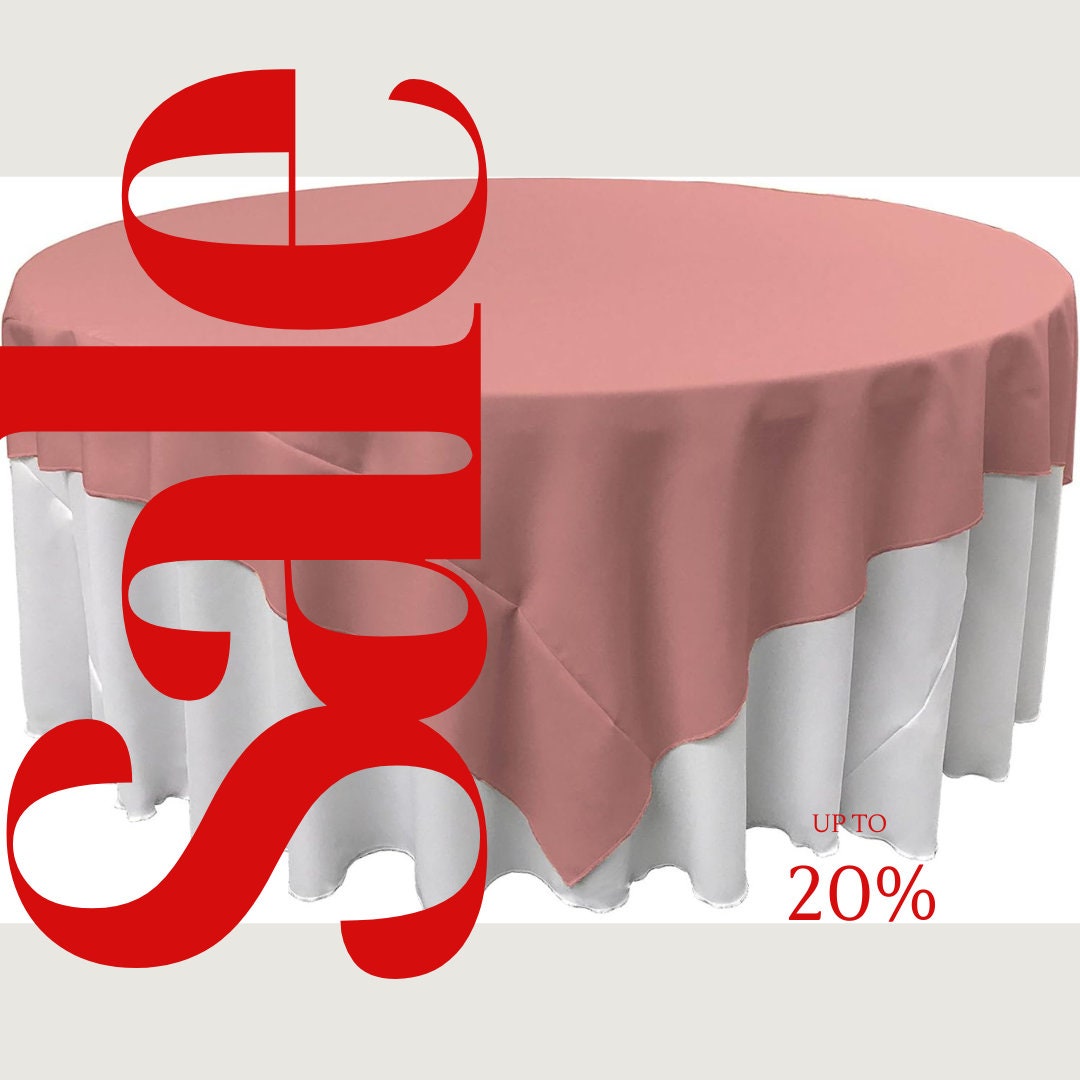 DUSTY ROSE - Polyester Poplin Washable Square Tablecloth, Square Table Cover Fabric Table Cloth Square for Dining, Kitchen, Party.