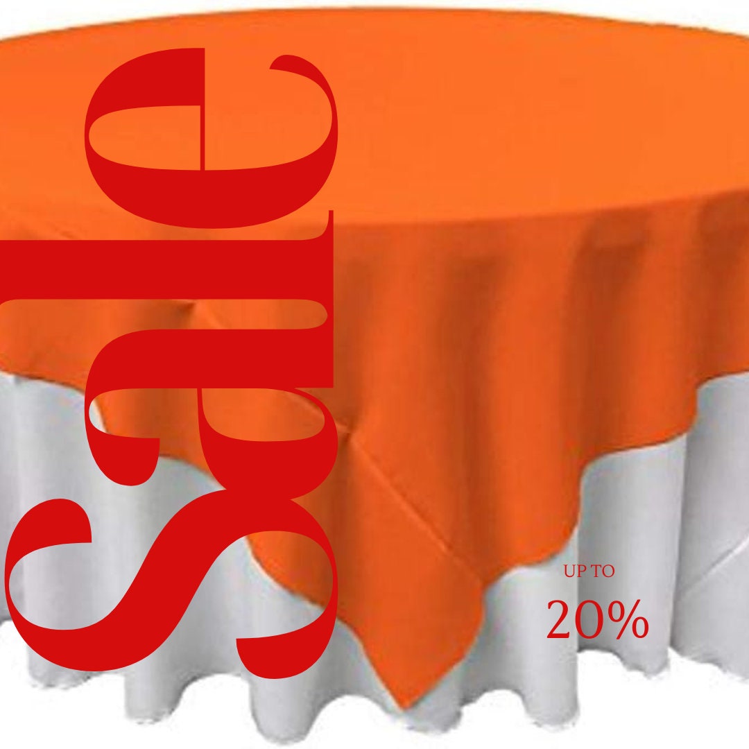 ORANGE - Polyester Poplin Washable Square Tablecloth, Square Table Cover Fabric Table Cloth Square for Dining, Kitchen, Party.