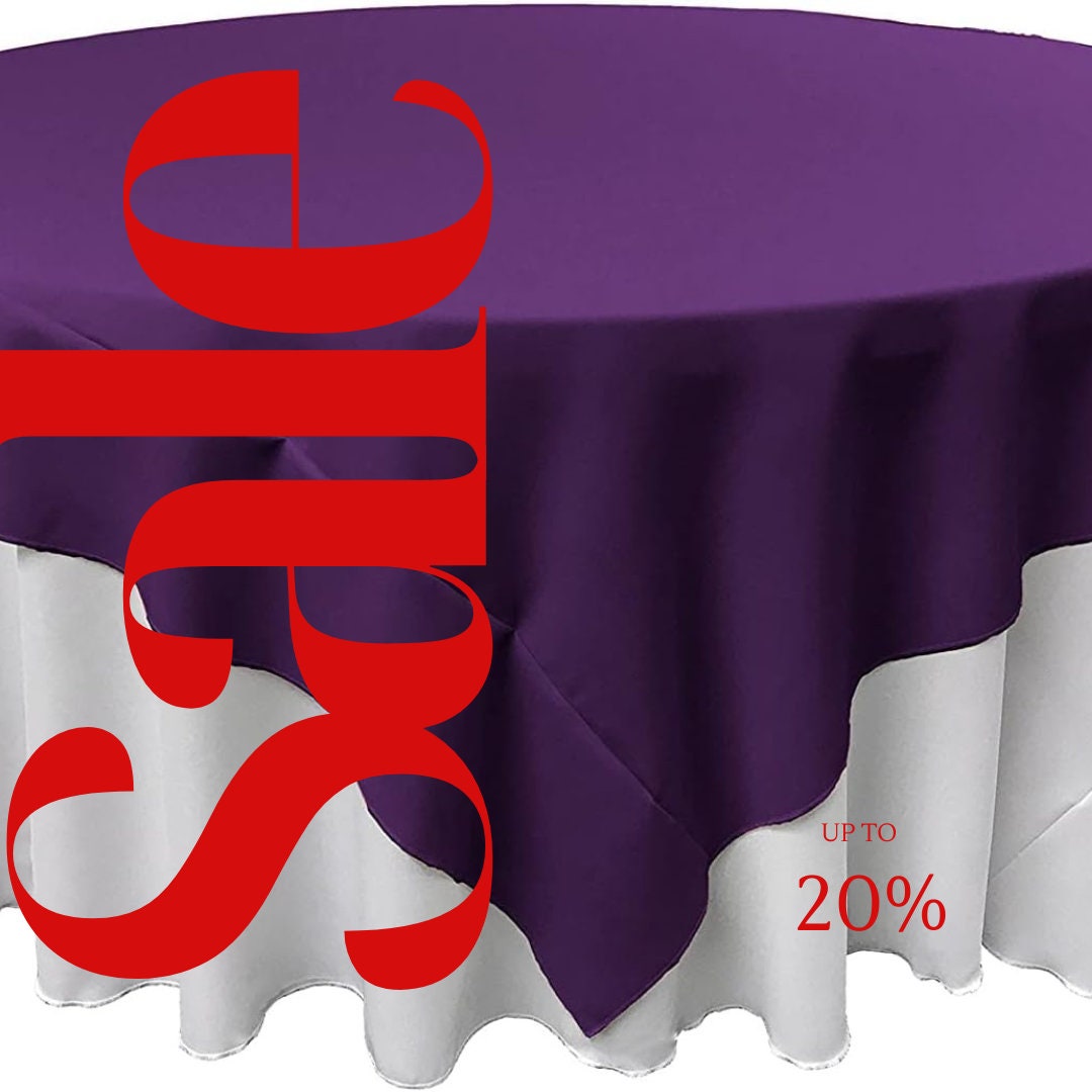 PURPLE - Polyester Poplin Washable Square Tablecloth, Square Table Cover Fabric Table Cloth Square for Dining, Kitchen, Party.