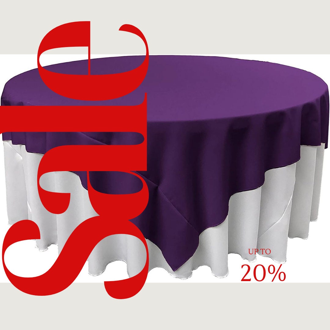 PURPLE - Polyester Poplin Washable Square Tablecloth, Square Table Cover Fabric Table Cloth Square for Dining, Kitchen, Party.