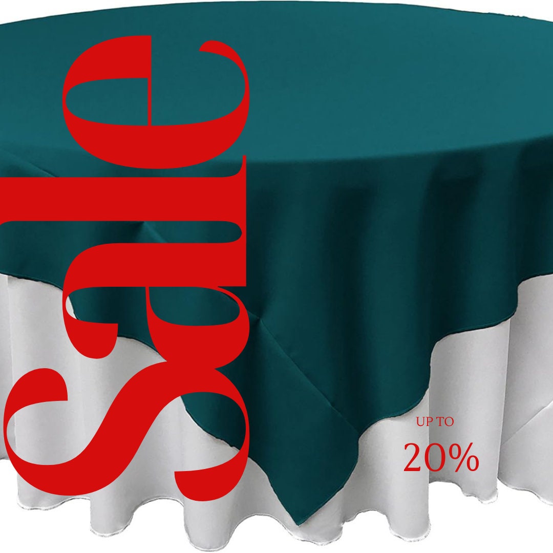 TEAL - Polyester Poplin Washable Square Tablecloth, Square Table Cover Fabric Table Cloth Square for Dining, Kitchen, Party.