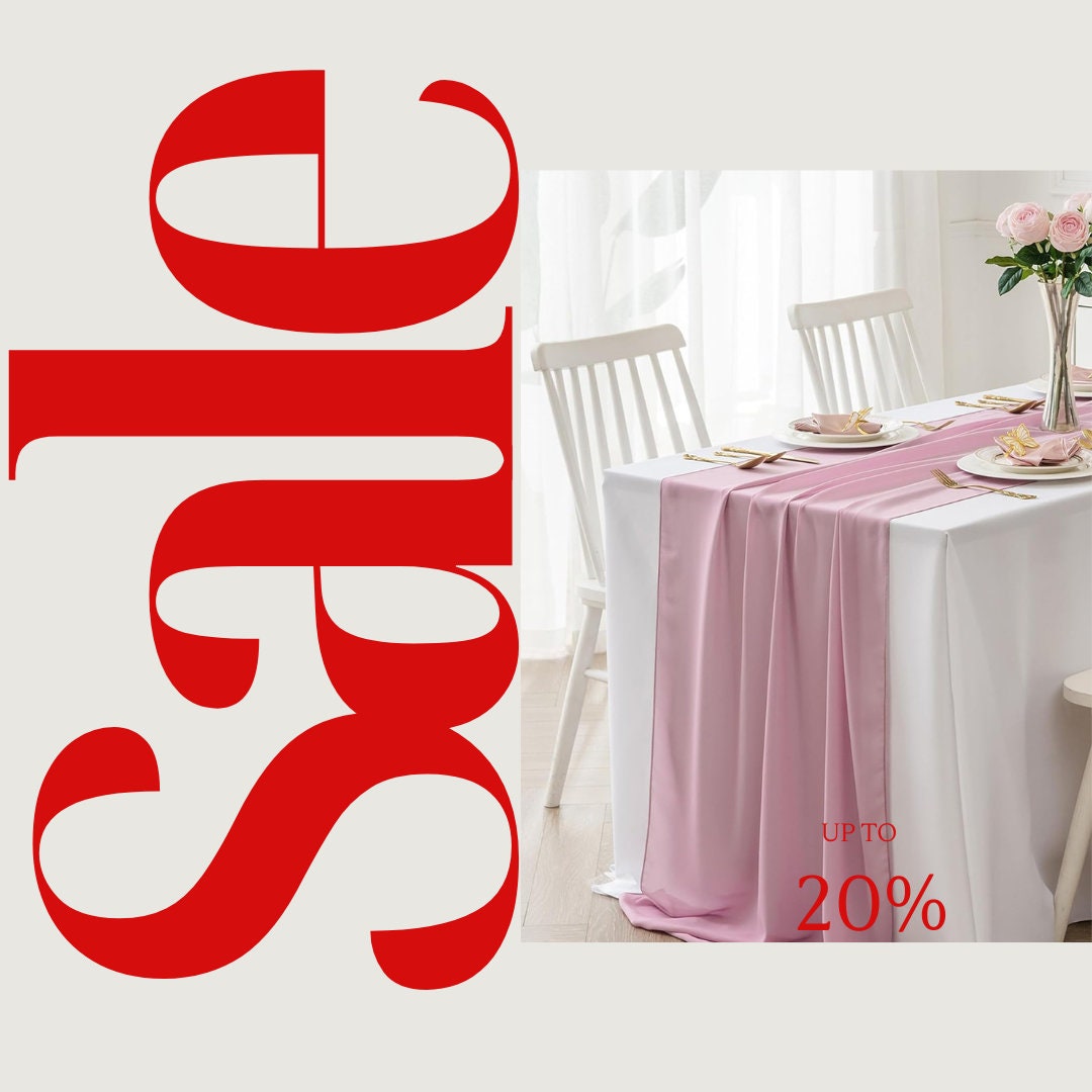 DUSTY ROSE - Chiffon Table Runner 29 x 108 inch Perfect for Party Sweetest Day Wedding Anniversary Decorations Valentines Day Runners.