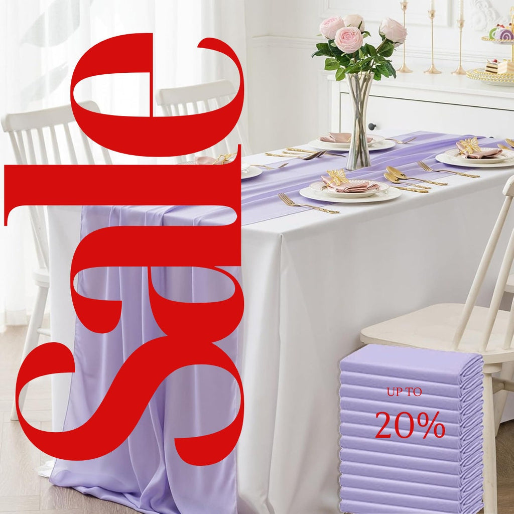 LILAC - Chiffon Table Runner 29" x 108" inch Perfect for Party Sweetest Day Wedding Anniversary Decorations Valentines Day Runners.