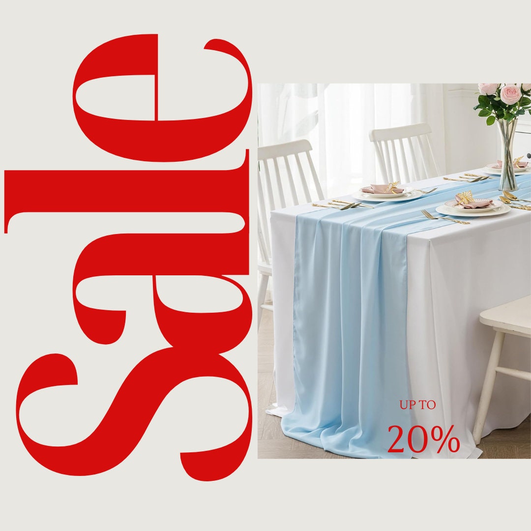 BABY BLUE - Chiffon Table Runner 29" x 108" inch Perfect for Party Sweetest Day Wedding Anniversary Decorations Valentines Day Runners.