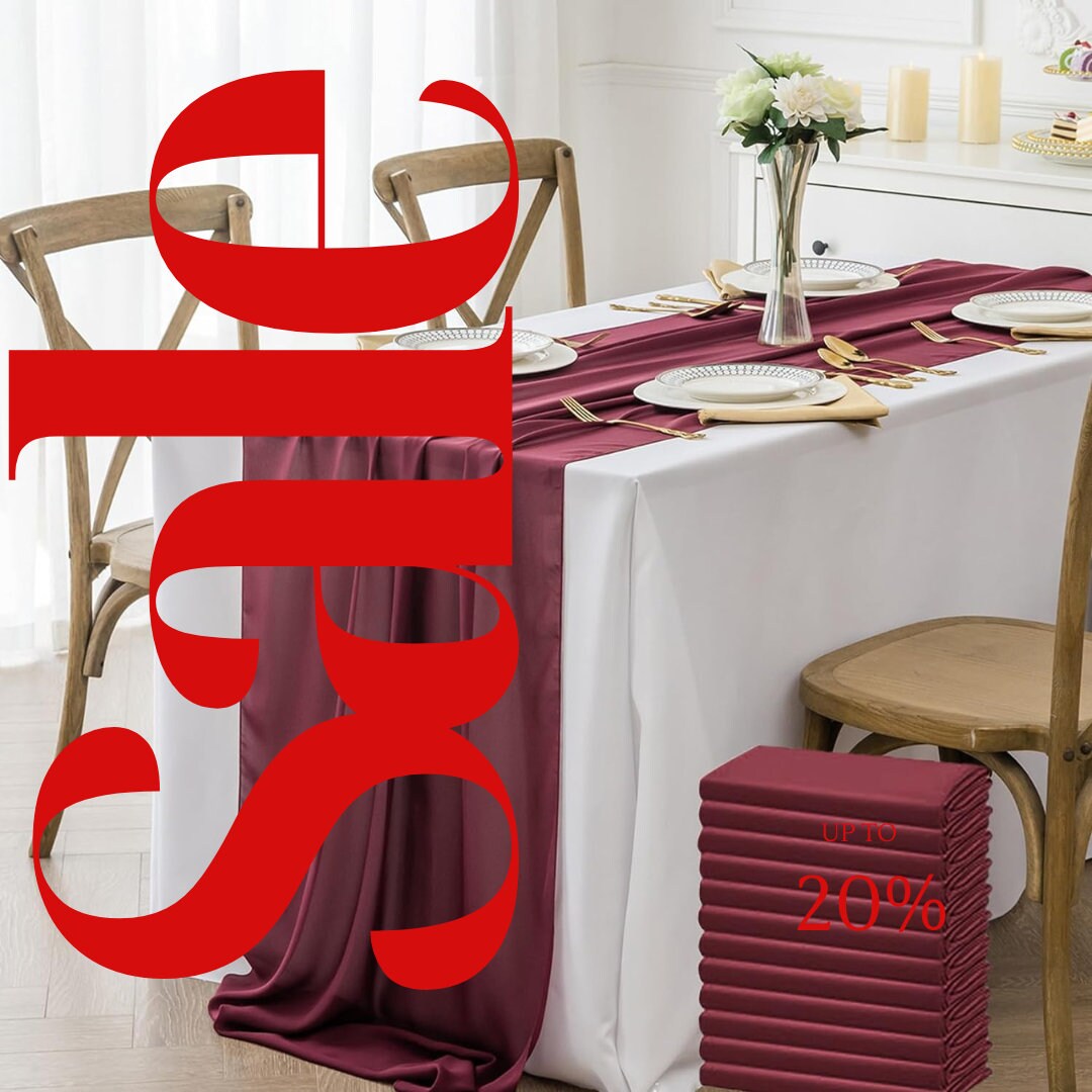 BURGUNDY - Chiffon Table Runner 29" x 108" inch Perfect for Party Sweetest Day Wedding Anniversary Decorations Valentines Day Runners.