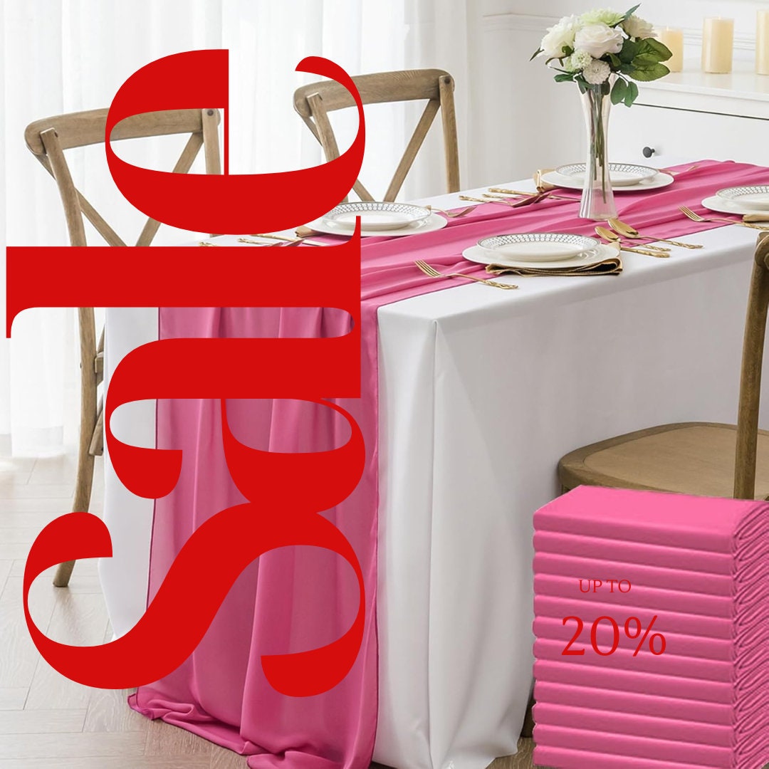 HOT PINK - Chiffon Table Runner 29" x 108" inch Perfect for Party Sweetest Day Wedding Anniversary Decorations Valentines Day Runners.