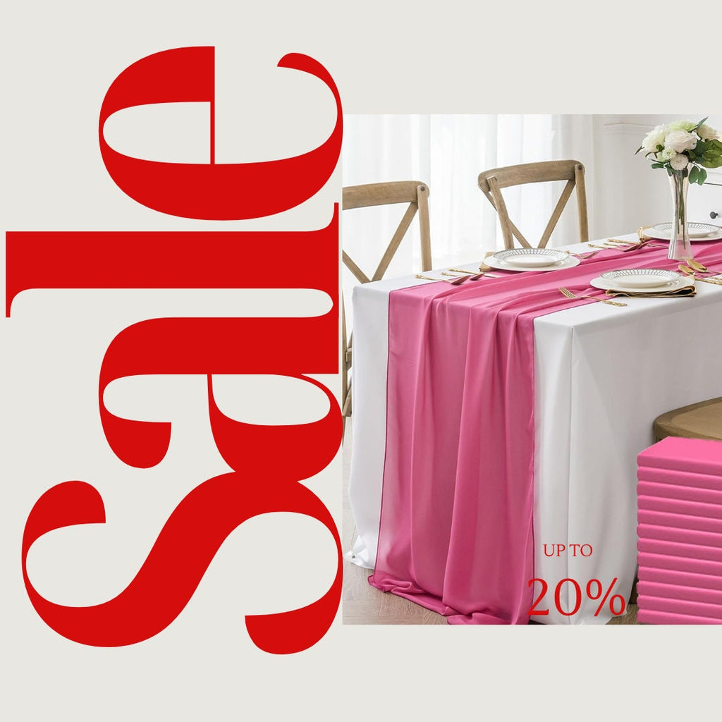 HOT PINK - Chiffon Table Runner 29" x 108" inch Perfect for Party Sweetest Day Wedding Anniversary Decorations Valentines Day Runners.