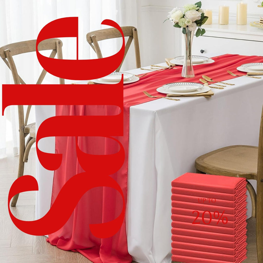 RED - Chiffon Table Runner 29" x 108" inch Perfect for Party Sweetest Day Wedding Anniversary Decorations Valentines Day Runners.