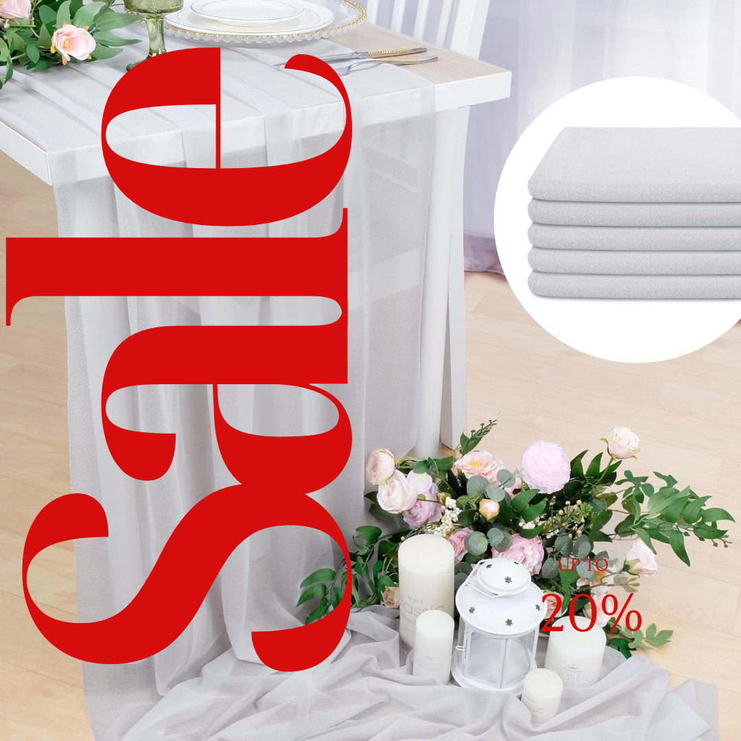 SILVER - Chiffon Table Runner 29" x 108" inch Perfect for Party Sweetest Day Wedding Anniversary Decorations Valentines Day Runners.