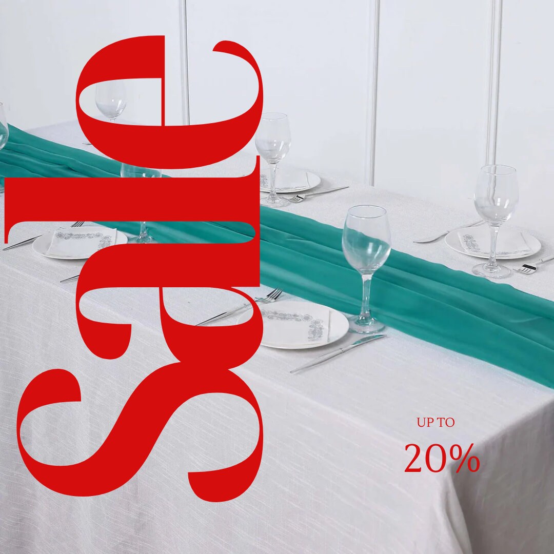 TURQUOISE - Chiffon Table Runner 29" x 108" inch Perfect for Party Sweetest Day Wedding Anniversary Decorations Valentines Day Runners.