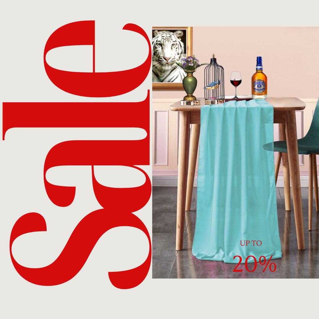 AQUA - Chiffon Table Runner 29" x 108" inch Perfect for Party Sweetest Day Wedding Anniversary Decorations Valentines Day Runners.