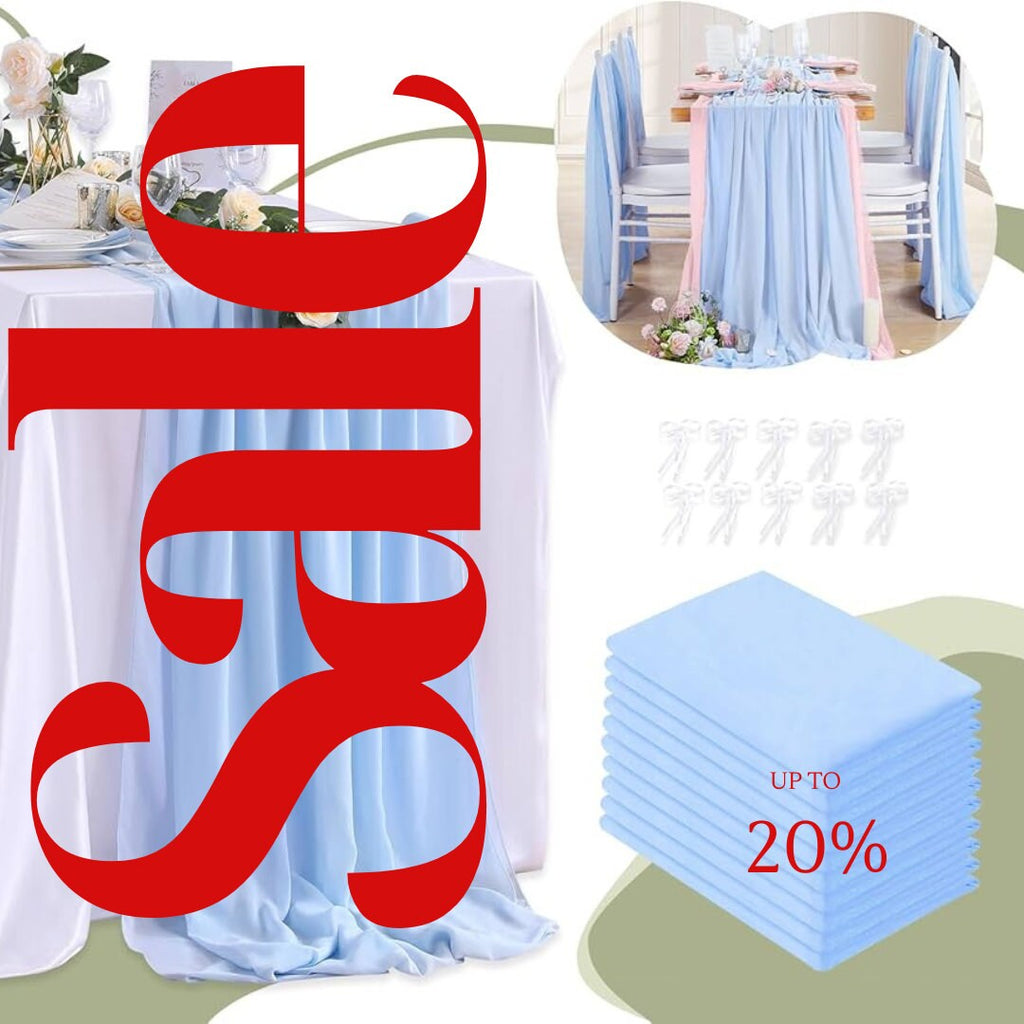 LT BLUE - Chiffon Table Runner 29" x 108" inch Perfect for Party Sweetest Day Wedding Anniversary Decorations Valentines Day Runners.
