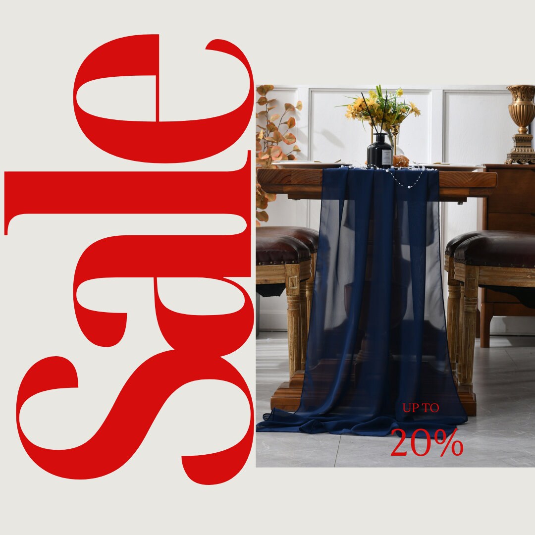 NAVY - Chiffon Table Runner 29" x 108" inch Perfect for Party Sweetest Day Wedding Anniversary Decorations Valentines Day Runners.