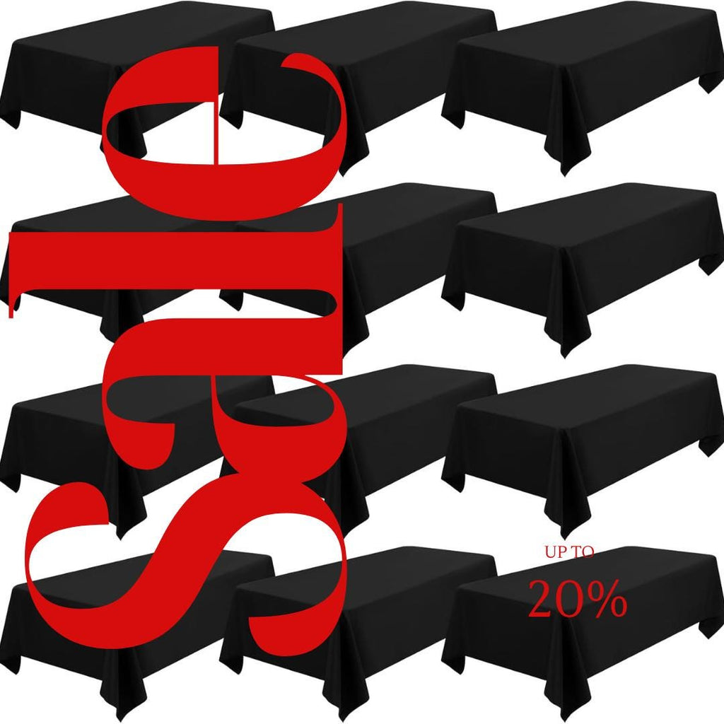 BLACK - 12 PACK - Polyester Poplin Washable Rectangular Tablecloth, Table Cover Fabric Table Cloth for Dinning, Kitchen,Party